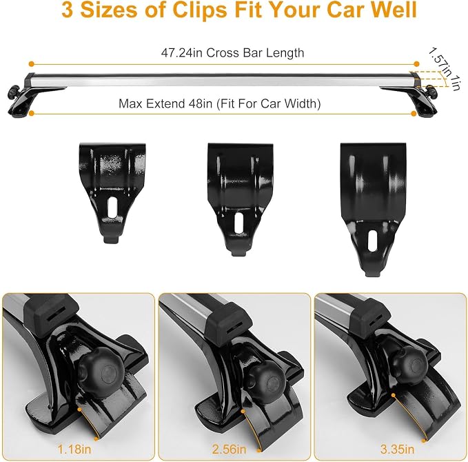 2Pcs Universal Roof Rack Cross Bars，47.24” Aluminum Cross Bars - Image 3