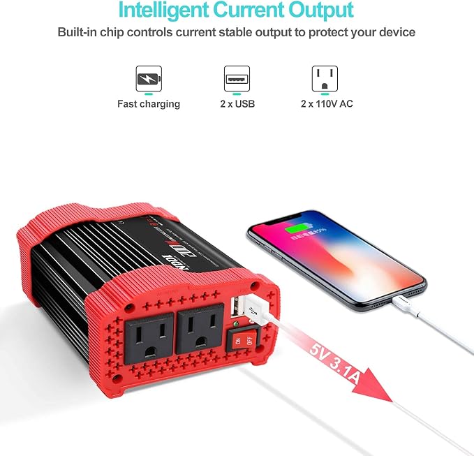 200W Car Power Inverter 12V DC to 110V AC Converter - Image 3