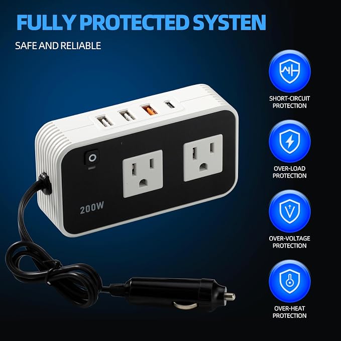 200w Automotive Power Inverter, 5v Dc to 110v Ac Automotive Converter, - Image 4