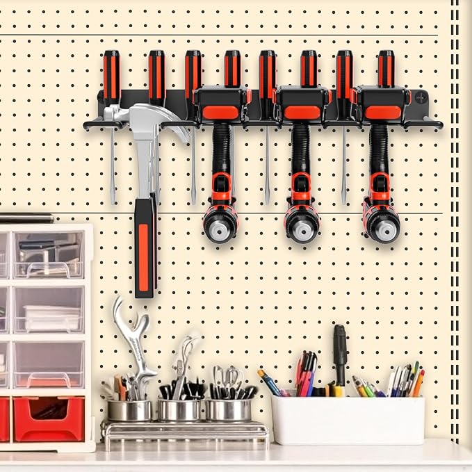 Drill Holder Power Tool Organizer Wall Mount, 4 Cordless Drill Racks - Image 5