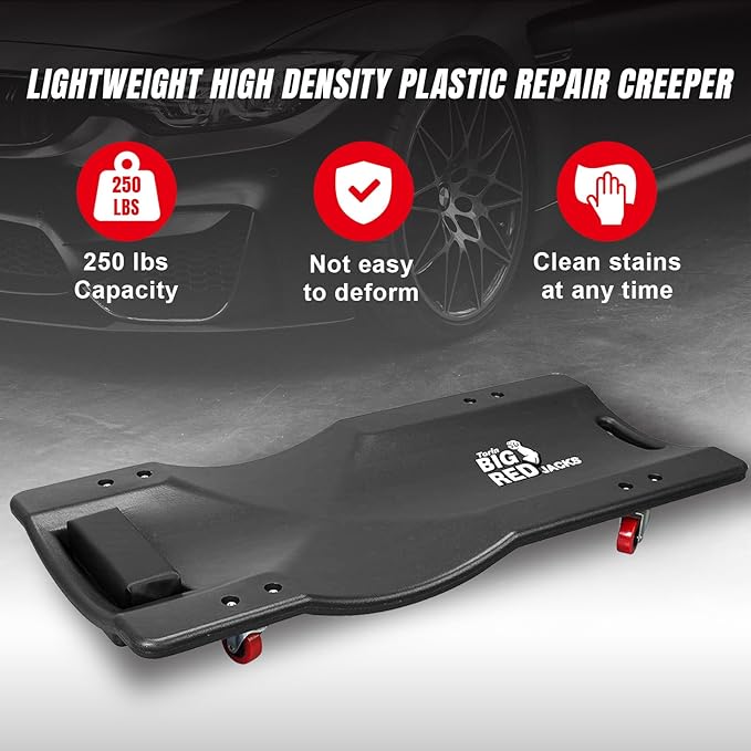 BIG RED Torin 36" Rolling Garage Creeper, Shop Creeper Blow Molded Plastic - Image 2