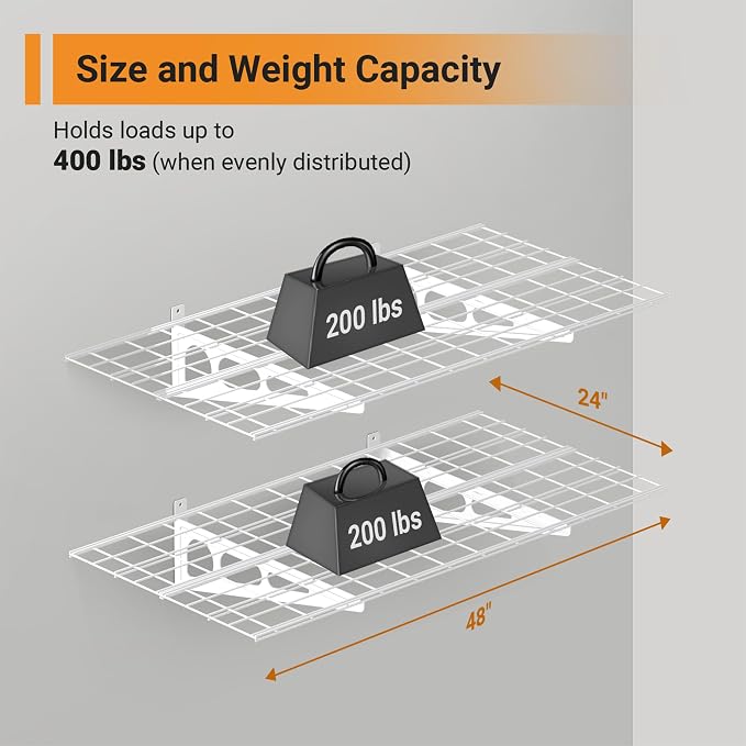2x4 ft Garage Shelving, Pantry Storage, 400 lbs Total Load Capacity Wall - Image 2