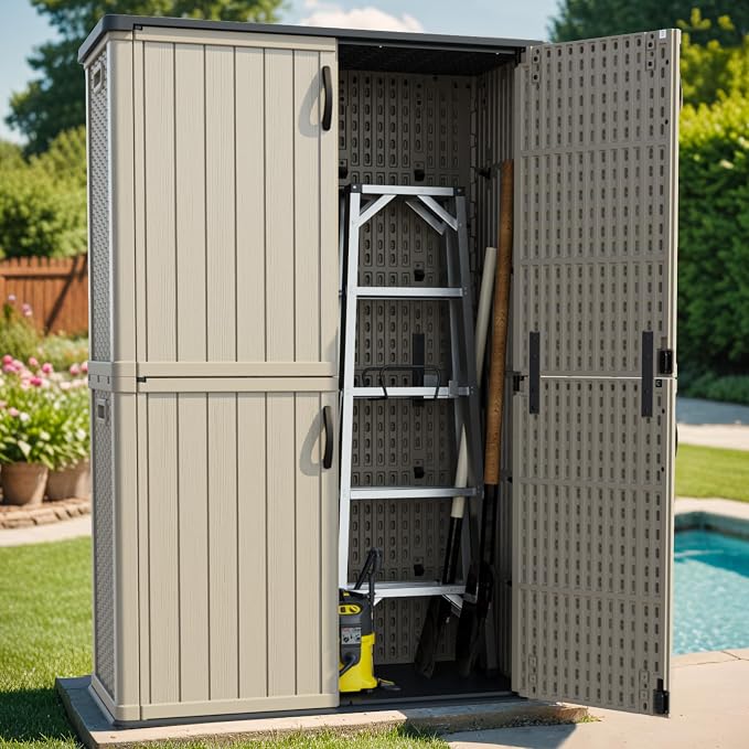 Patiowell 50 cu.ft Plastic Outdoor Storage Shed, Lockable Waterproof Resin - Image 2