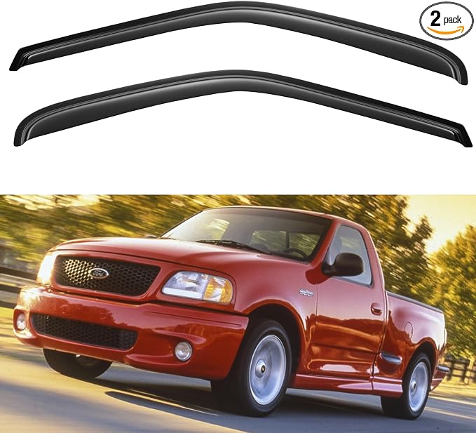 Window Visors Rain Guards for 1997-2003 Ford F150 Standard Cab, Out-Channel by YQAUTEC