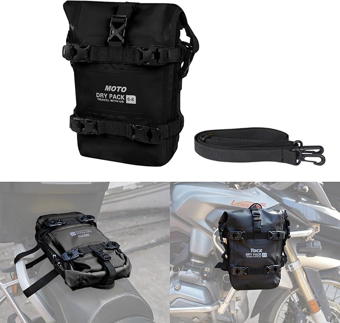 Motorcycle Tail Bag Front Bumper Bag, 8L Roll-top Waterproof Motor Saddle by TACXMOTORRAD