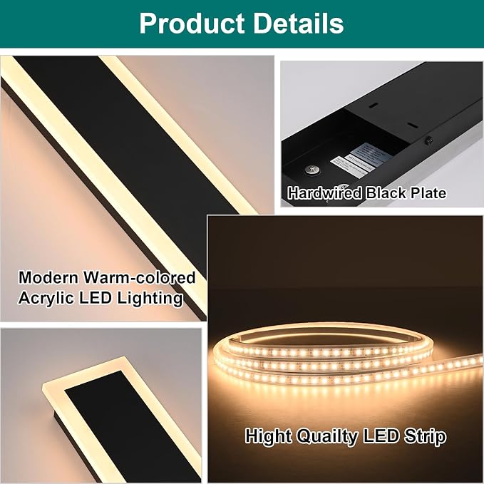 2 Pack Outdoor Wall Light for Porch, 32 inch Modern Led Long Wall Lights Fixture - Image 6