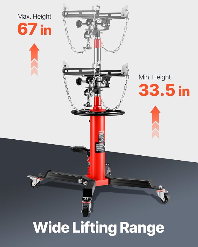 VEVOR Transmission Jack, 0.75 Ton/1660 lbs Capacity Hydraulic Telescopic - Image 3