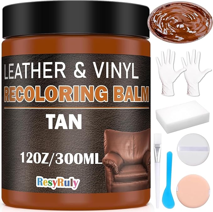 Saddle Tan Leather Dye Light Brown Recoloring Balm Repair Kit Vinyl Car Seat - Image 8