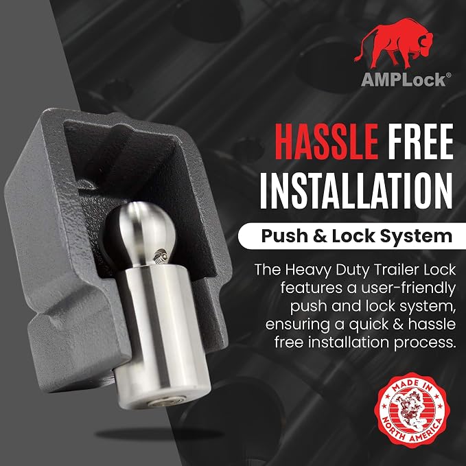 AMPLock - U-BRU2 2" Heavy Duty Ball Coupler Lock - Square Edge Design - - Image 4