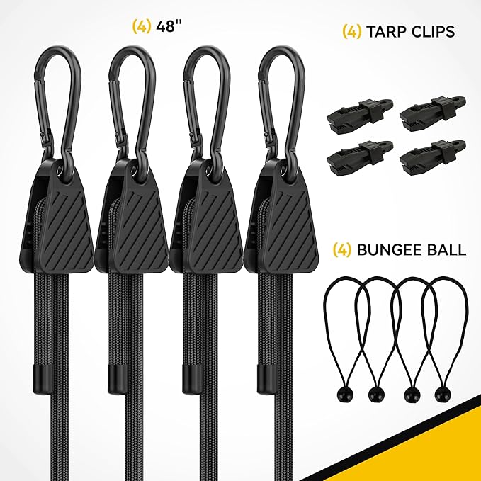 Bungee Cords with Hooks, Upgrade 12pcs Assortment Heavy Duty Outdoor with 48'' - Image 2