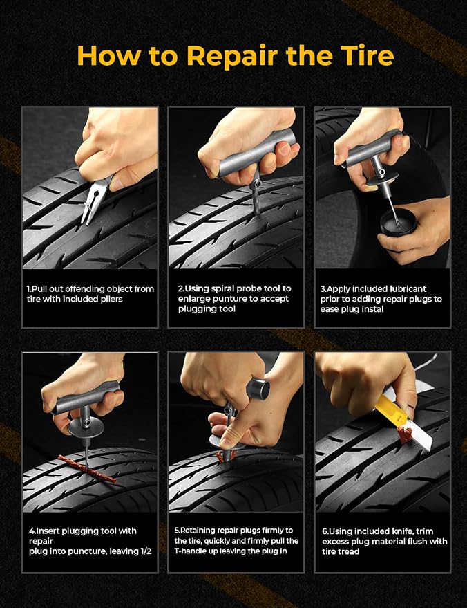 Flat Tire Repair Kit with Air Compressor 54 Pieces - Image 9