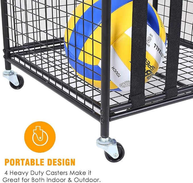Snail Garage Sports Equipment Storage Organizer Sports Ball Storage Rolling Cart - Image 6