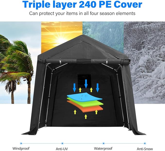 ADVANCE OUTDOOR 8x8 ft Storage Shelter Garage Tent - Image 4