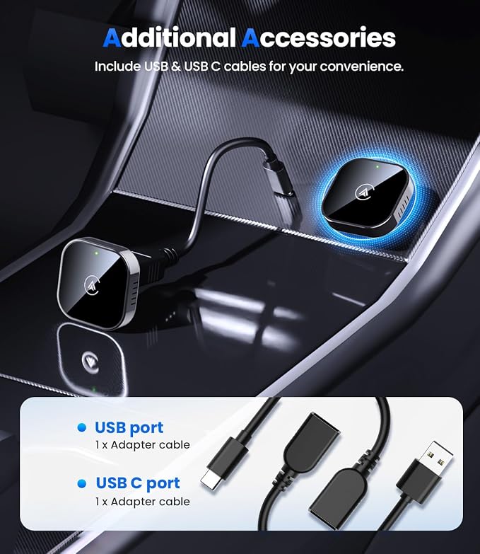 Teeran 2 in 1 Wireless CarPlay and Android Auto Adapter, Easy Setup Plug and - Image 9