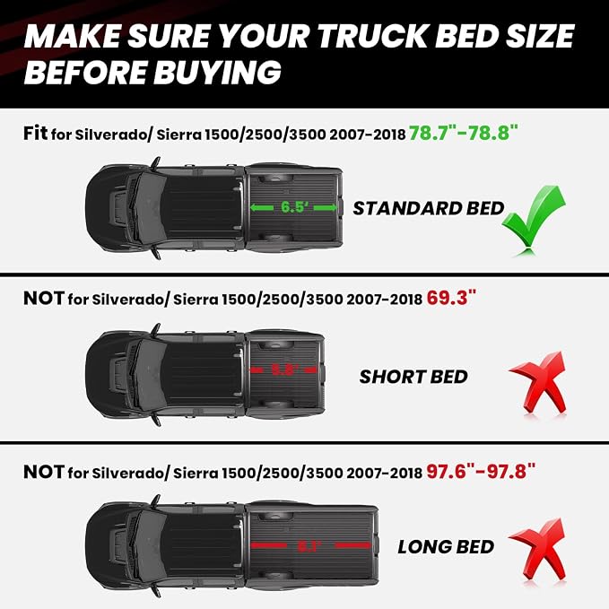 LASFIT Bed Mat 2007-2018 for Chevy Silverado/GMC Sierra 1500 & 2007-2019 - Image 2
