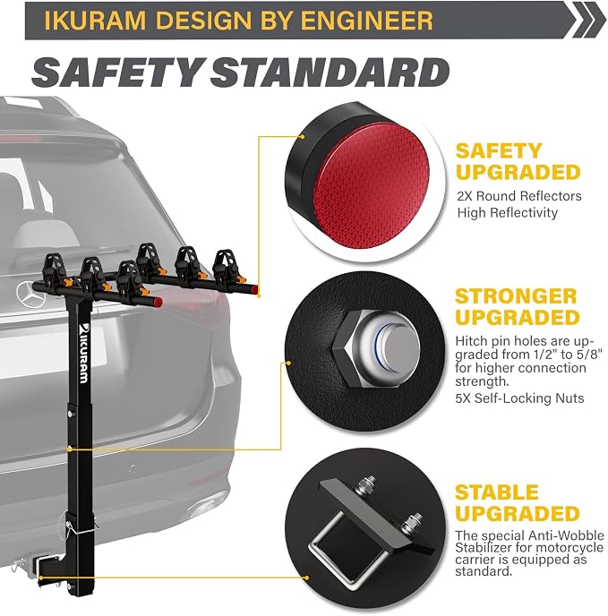 3 Bike Rack Bicycle Carrier Racks Hitch Mount Double Foldable Rack - Image 4