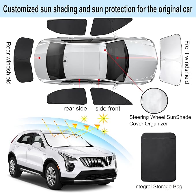 TINGLU Window Shades for Cadillac XT4 2019-2024 2025 Accessories Car Side Full - Image 3