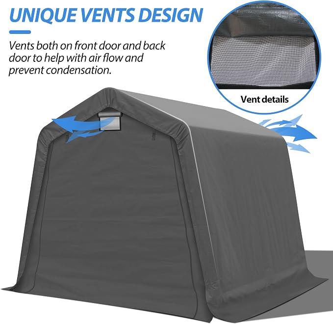 8x8Ft Ourdoor Storage Shed Shelter, Portable Shed Garage - Image 5