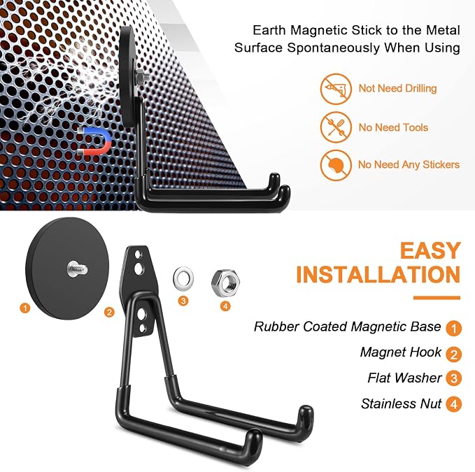 ENUODA Strong Magnetic Hooks Heavy Duty Large Magnet Hooks Heavy Duty Garage - Image 6