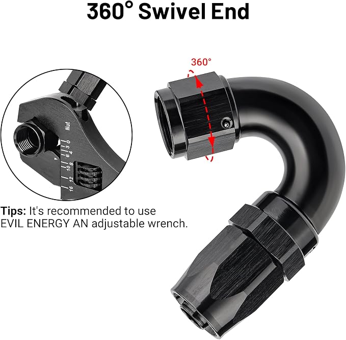 EVIL ENERGY 8AN 150 Degree One Piece Full Flow Hose End Fitting Swivel - Image 4