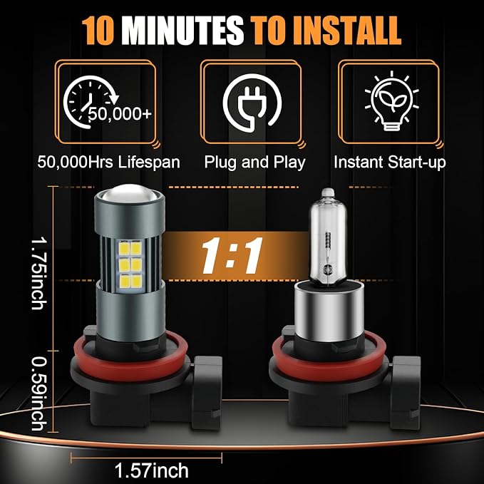 H11 LED Bulbs, H8 H16 Fog Light 6500K Cool White - Image 5