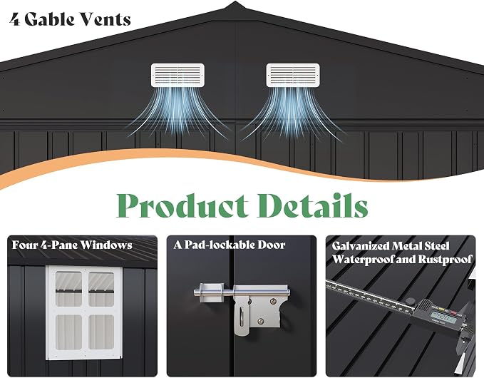 AMERLIFE 13.2x21x8.4 FT Outdoor Metal Garage Shed, Extra Large Storage Shed - Image 7