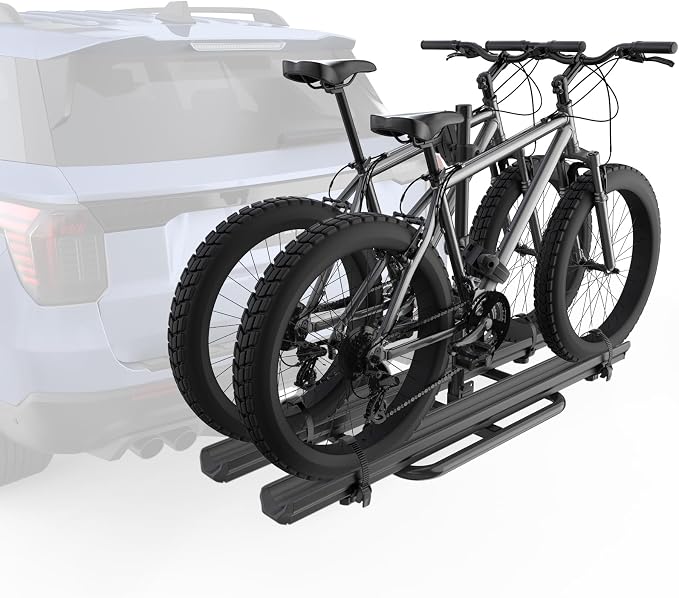 Aluminum 2 EBikes Rack Foldable 2'' Hitch Mounted Carrier Racks w/Ramps Over by KUIPERAUTO