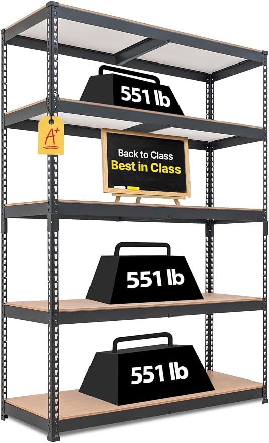 HOMEDANT 5 Tier Laminated Boltless Heavy Duty Garage Storage Adjustable Wide by TheBestOrganizingSolution