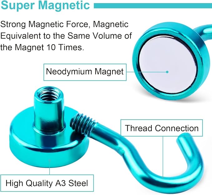 DIYMAG Magnetic Hooks, 25Lbs Strong Heavy Duty Cruise Magnet S-Hooks - Image 2