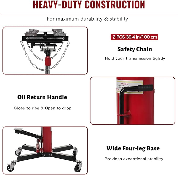 Transmission Jack 1100 LBS Hydraulic Telescoping 2-Stage Lift Jack Stand - Image 3