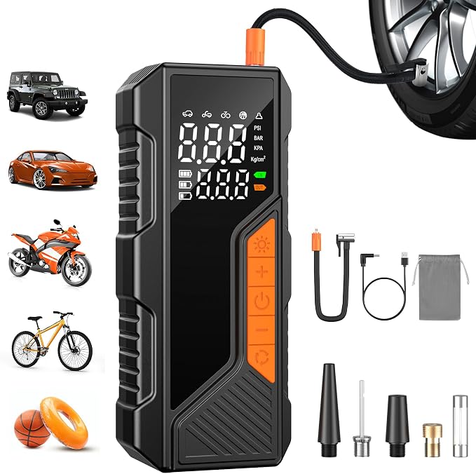 Tire Inflator Portable Air Compressor, 150PSI Portable Air Pump by bedee