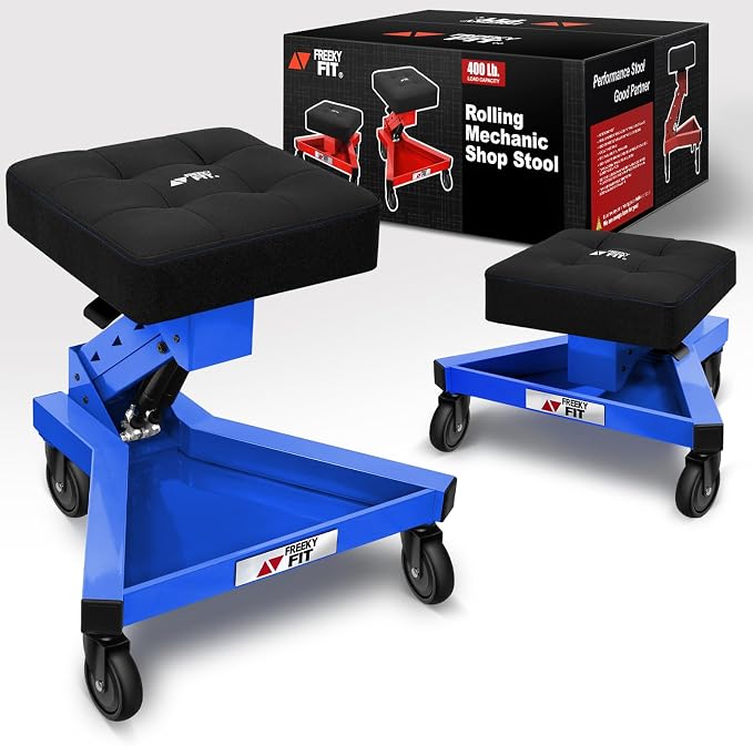 Mechanic Stool with Wheels, Hydraulic Adjustable Shop Stool on Wheels, Garage by FreekyFit