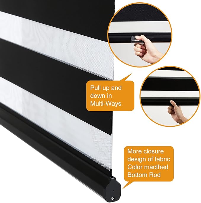 Persilux Cordless Zebra Roller Window Shades Free-Stop Roller Blinds Light - Image 3