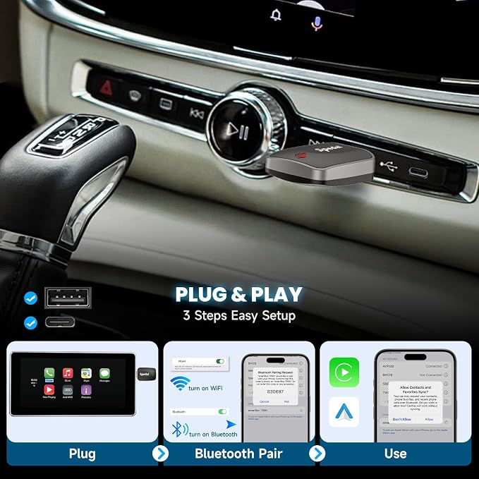 Spedal Wireless CarPlay & Android Auto Adapter, Plug & Play Dongle - Image 3