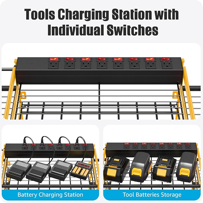 CCCEI Yellow Power Tool Organizer Wall Mount, Large Tools and Battery Storage - Image 2