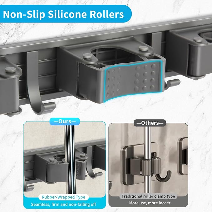 Broom Holder Wall Mount, Aluminum Mop and Broom Holder Hanger - Image 3
