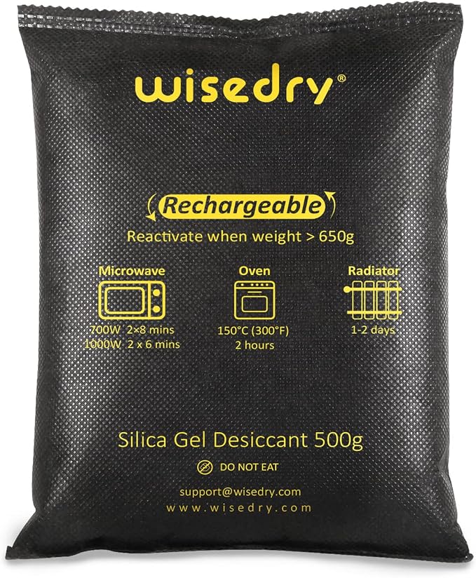 wisedry 4 x 500 Grams Rechargeable Silica Gel Car Dehumidifier, Microwave Fast by wisedry