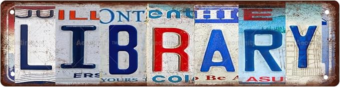 LIBRARY Vintage Metal Tin Street Sign Bar Cafe Garage Cave Home Room Wall by Unknown