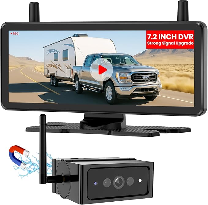 AUTO-VOX Wireless Backup Camera Magnetic:7.2" 1080P HD DVR Recording Monitor by AUTO-VOX