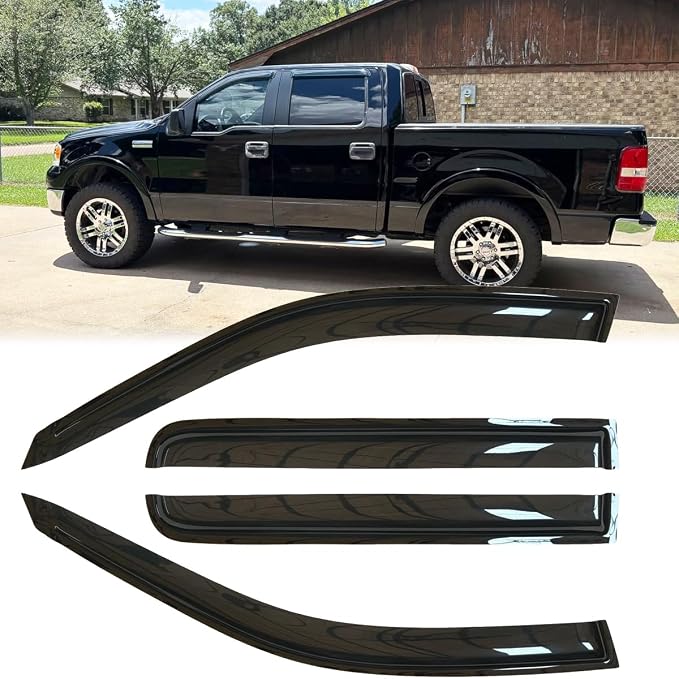 4pcs Shatterproof Rainproof Sun Rain Guards Shield Side Window Wind Deflectors by Deebior