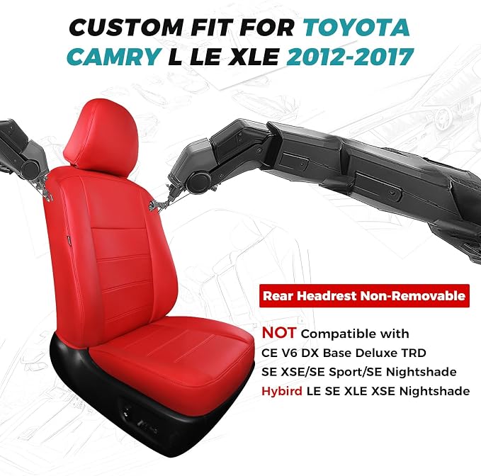 for Toyota Camry Seat Covers L LE XLE 2012 2013 2014 2015 2016 2017 - Image 2
