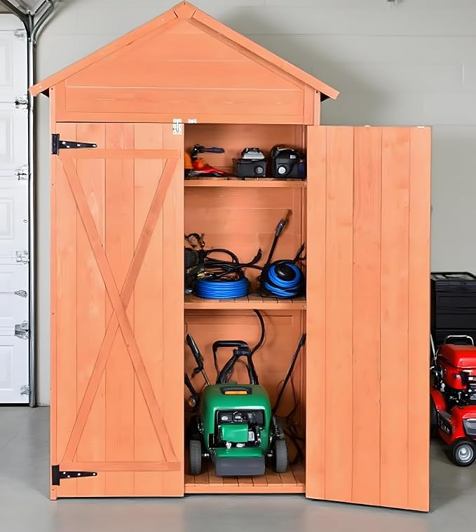 Wooden Tool Shed Large Outdoor Storage Cabinet & Garden Storage Shed - Image 7