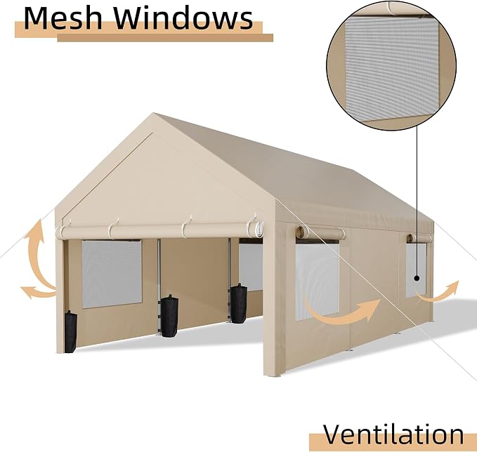 JY QAQA Carport, 12x20 FT Heavy Duty Carport - Image 6