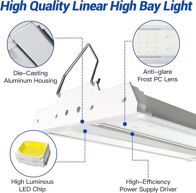 JTT LED Linear Shop Lights 150W, 21000LM 360° Adjustable Led High Bay Lights - Image 2
