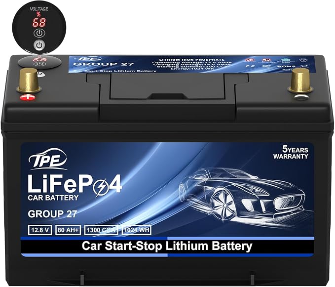 TPE Car Start-Stop Lithium Battery BCI GROUP 27 12V 80AH Car Battery by TPE