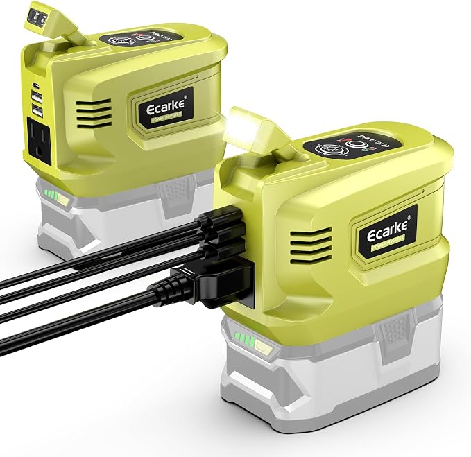 Power Inverter Compatible with Ryobi 18V Battery, DC 18V to AC 110V~120V Power by Ecarke