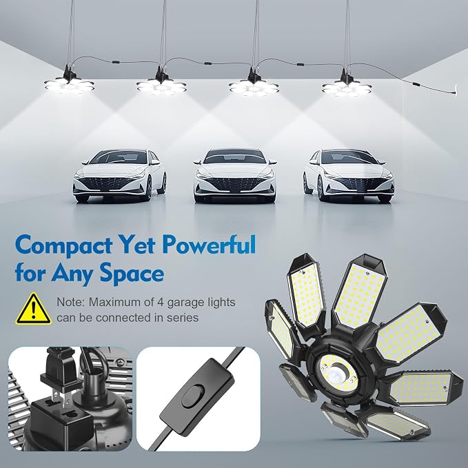TANBABY 2 Pack Motion Sensor Garage Light, Deformable Garage Lights Ceiling LED - Image 6
