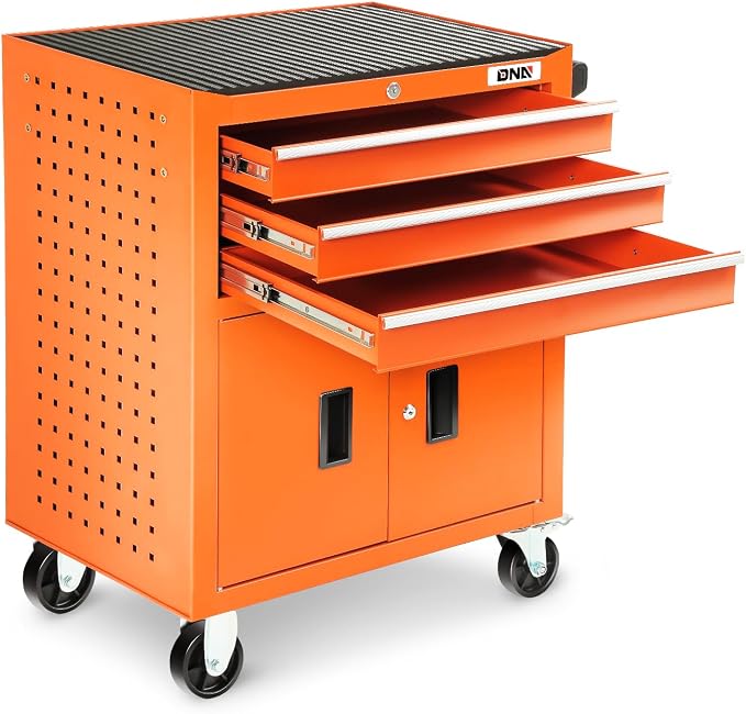 DNA MOTORING 3-Drawer Rolling Tools Chest, Rolling Tool Storage Cabinet by DNAMOTORING