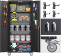 Garage Storage Cabinet with Wheels & Pegboard, Assembly Required by GANGMEIMENTALSTORAGECABINET