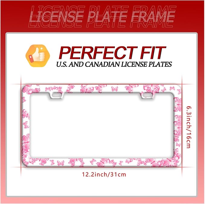 Pink Butterfly License Plate Frame Funny Animal License Plate Frames Stainless - Image 7